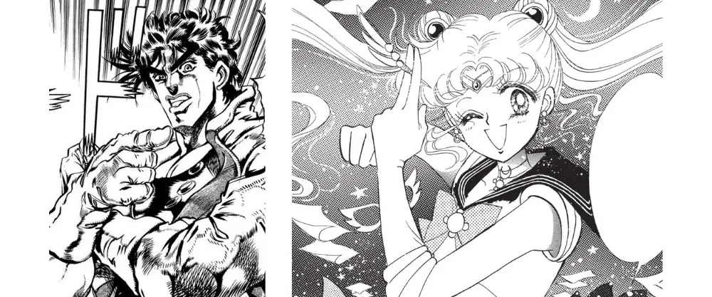 jojo e sailor moon manga stile di disegno