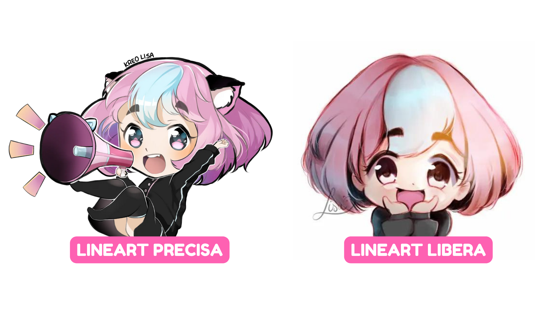 personaggi chibi girl capelli rosa kreolisa mascotte