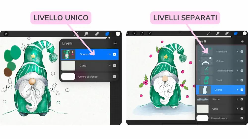 usare livelli separati procreate - kreolisa