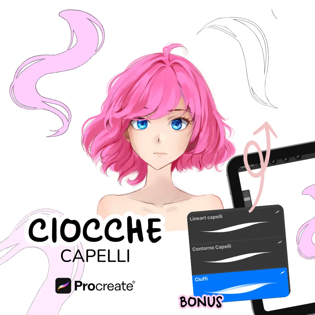Set pennelli Procreate - contorno capelli